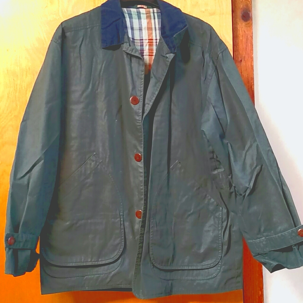 J Crew Men's Cotton Overcoat w/ plaid lining